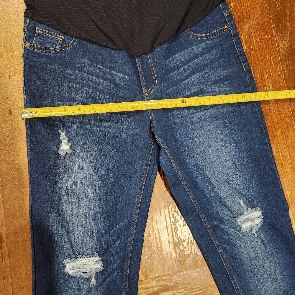 JVINI Fashion Maternity Skinny Distressed Jeans, Blue - Picture 5 of 12